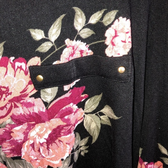 George Black and Pink Asymmetrical 3/4 Sleeve Blouse - Picture 2 of 7